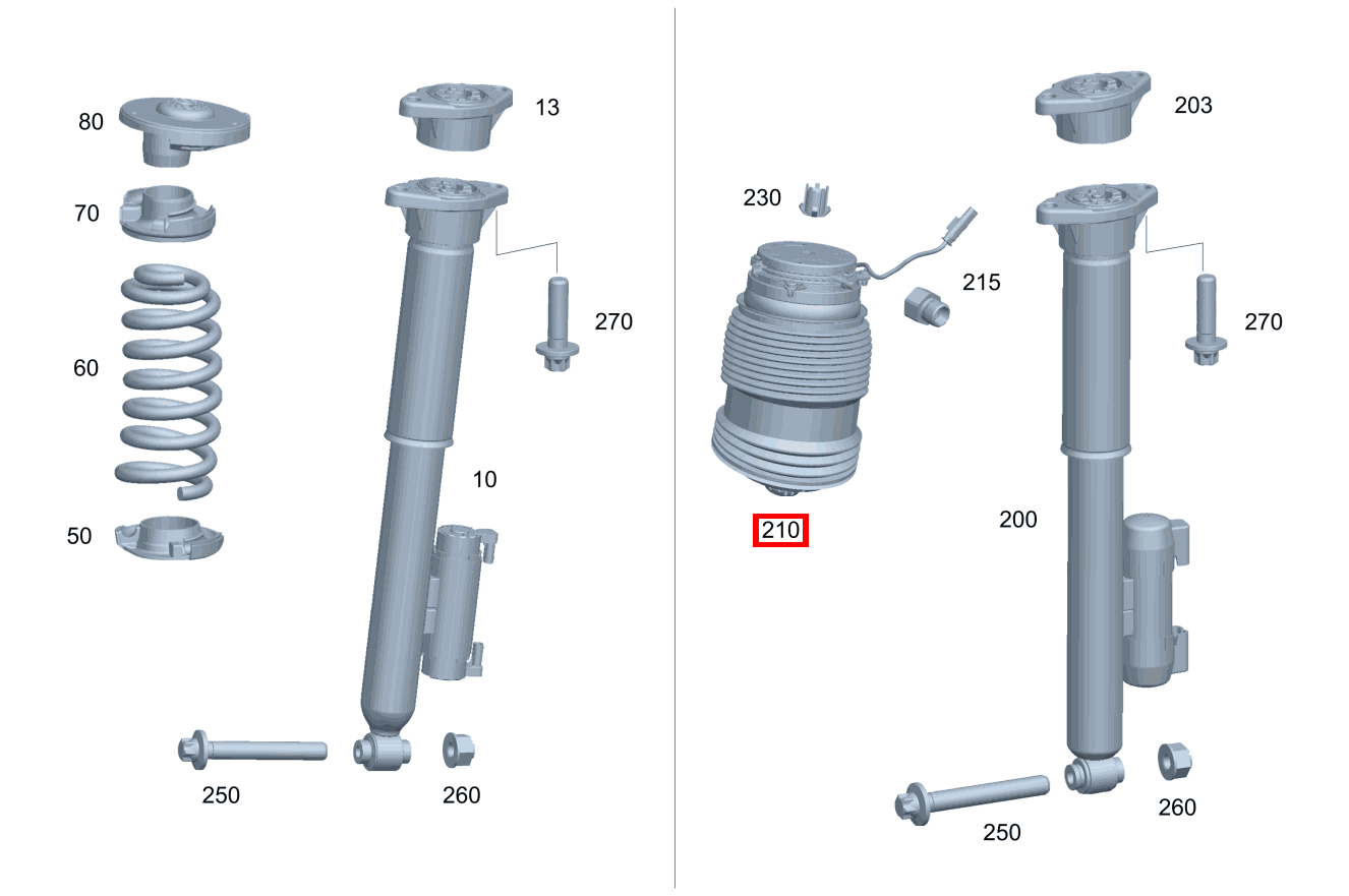 Luftfeder HINTEN LINKS E 200 Cabriolet 238