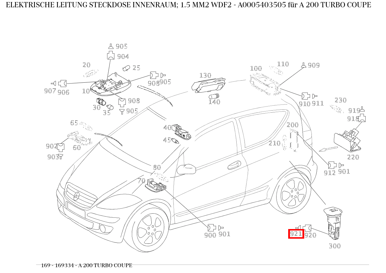 Elektrische Leitung STECKDOSE INNENRAUM; 1.5 MM2 WDF2 A 200 TURBO COUPE 169