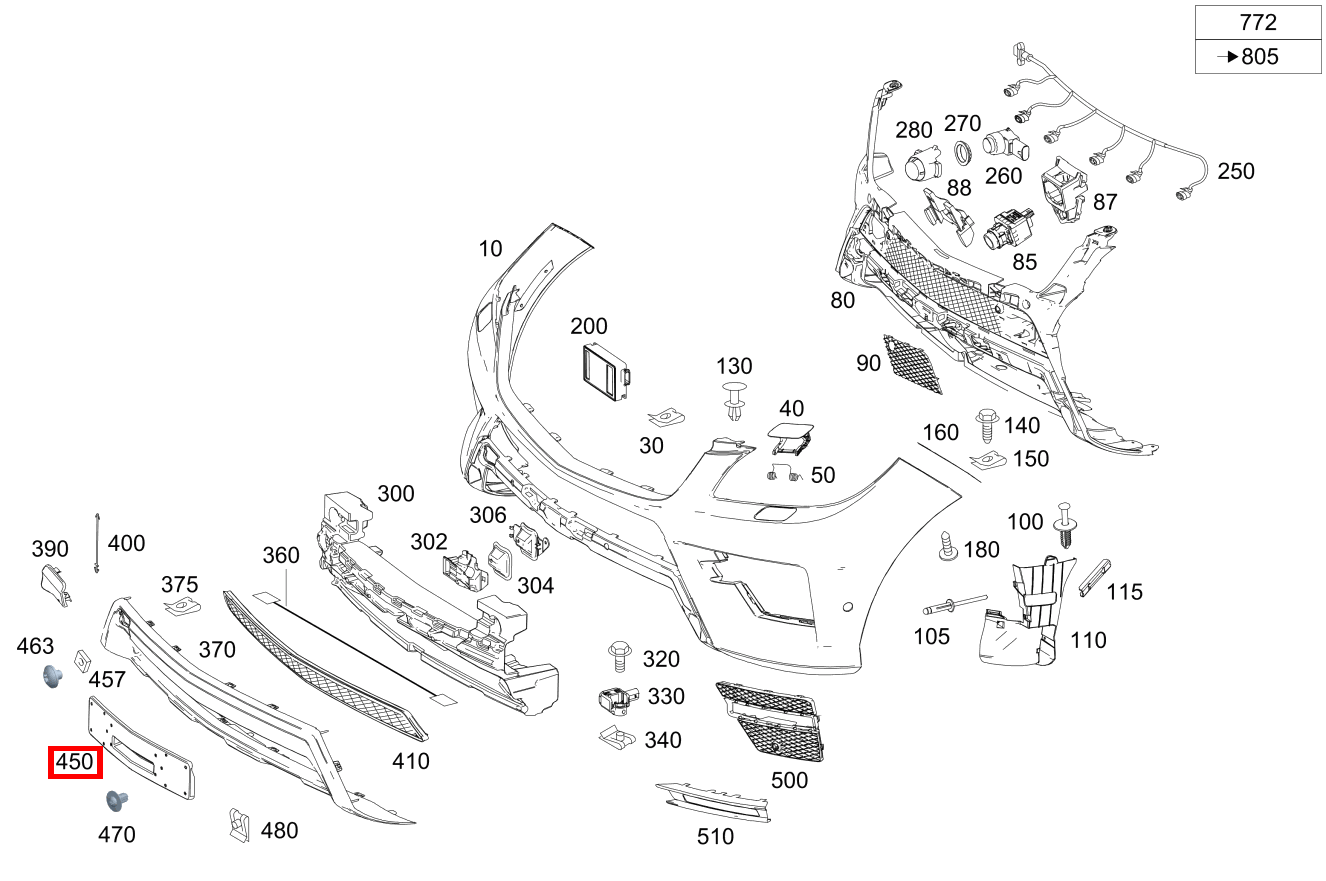 Kennzeichenblende ML/GLE 350 BT/D 4M 642826 292 Kennzeichenblende ML/GLE 350 BT/D 4M 642826 292