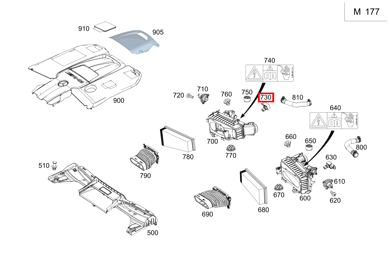 DRUCKMESSUMFORMER An Dämpferfilter rechts C 206, S 223, AMG SL 232 