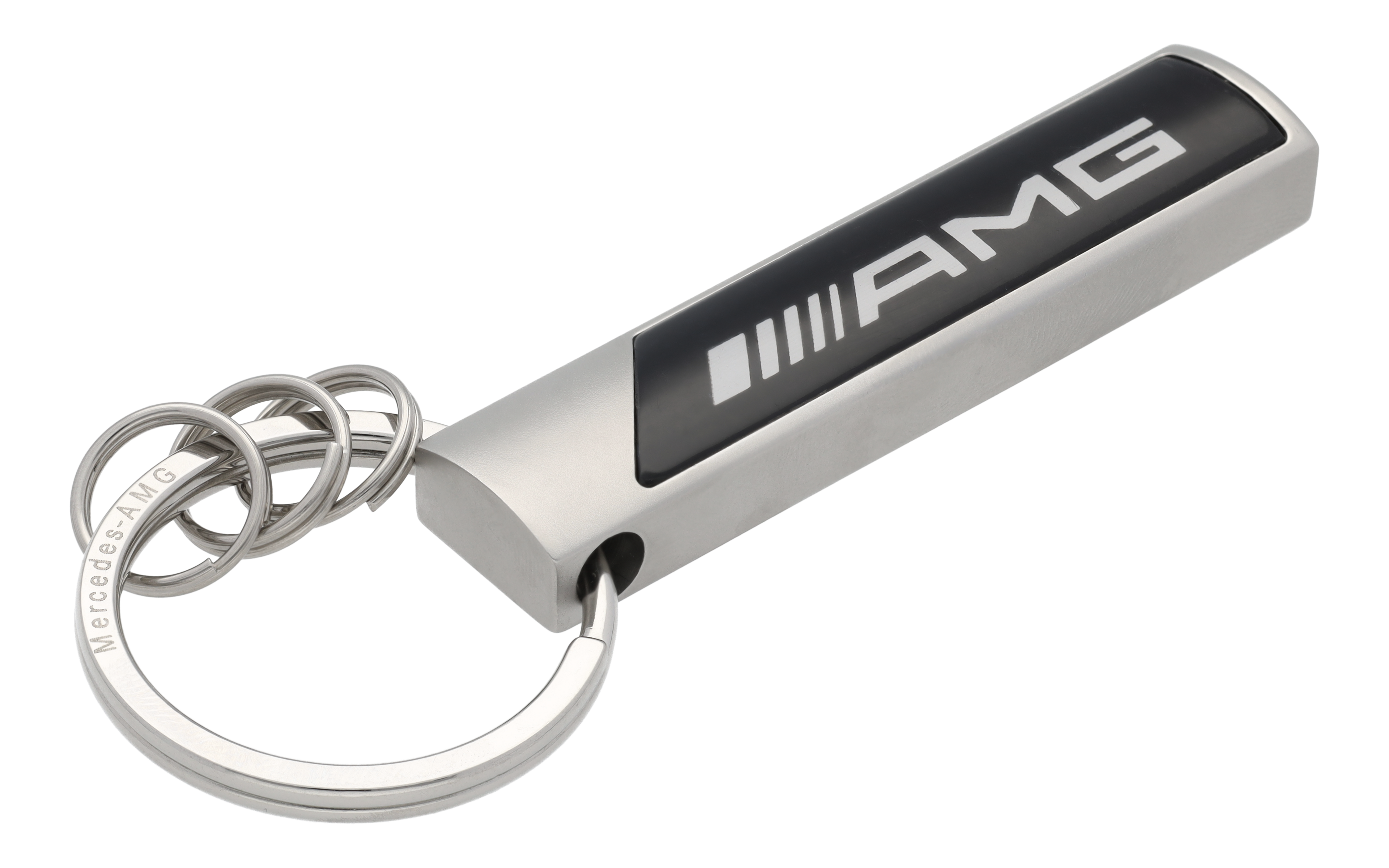 Mercedes-Benz - AMG Schlüsselanhänger, Logo silberfarben / schwarz / weiß, Edelstahl