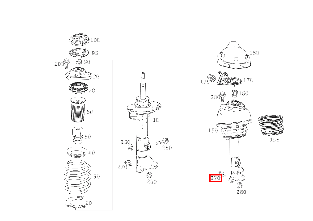 Kombi-Schraube Federbein an Achsschenkel unten; M12X20 E 220 CDI T-Modell 253 Kombi-Schraube Federbein an Achsschenkel unten; M12X20 E 220 CDI T-Modell 253