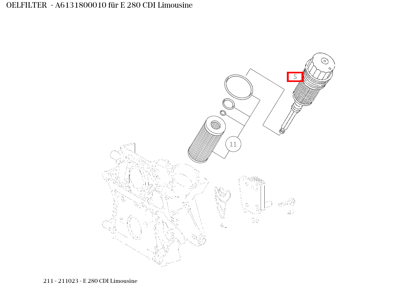 Ölfilter E 280 CDI Limousine 211