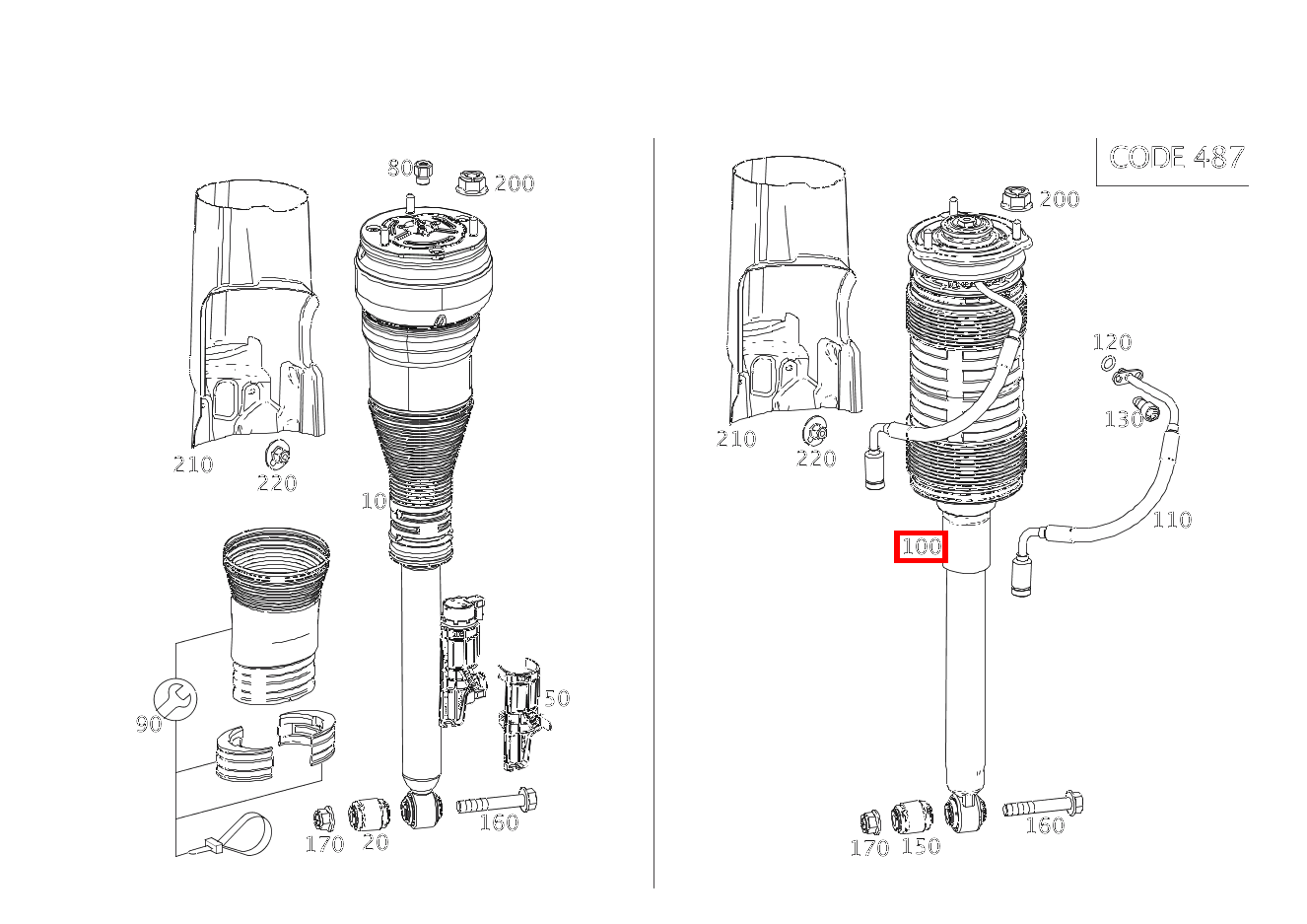 Federbein RECHTS S 560 Coupé ALS 217 Federbein RECHTS S 560 Coupé ALS 217
