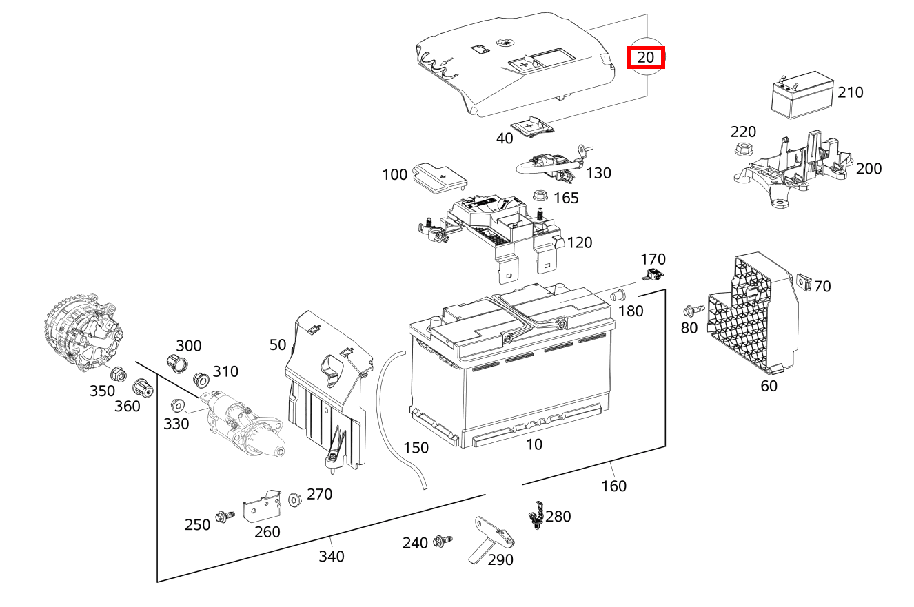 BATTERIEABDECKUNG Starterbatterie E 400 4MATIC Cabriolet 238 BATTERIEABDECKUNG Starterbatterie E 400 4MATIC Cabriolet 238