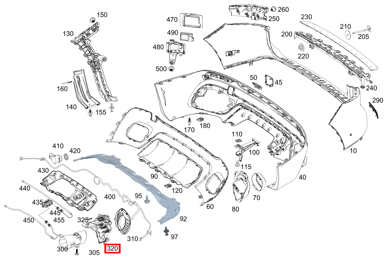 Stossfängerhalter ENDROHRBLENDE RECHTS Mercedes-AMG GLB 35 4MATIC 247
