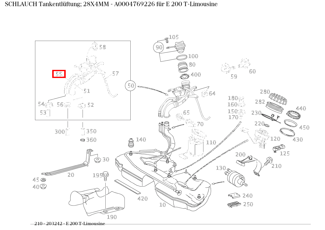 Schlauch Tankentlüftung; 28X4MM E 200 T-Limousine 210 Schlauch Tankentlüftung; 28X4MM E 200 T-Limousine 210