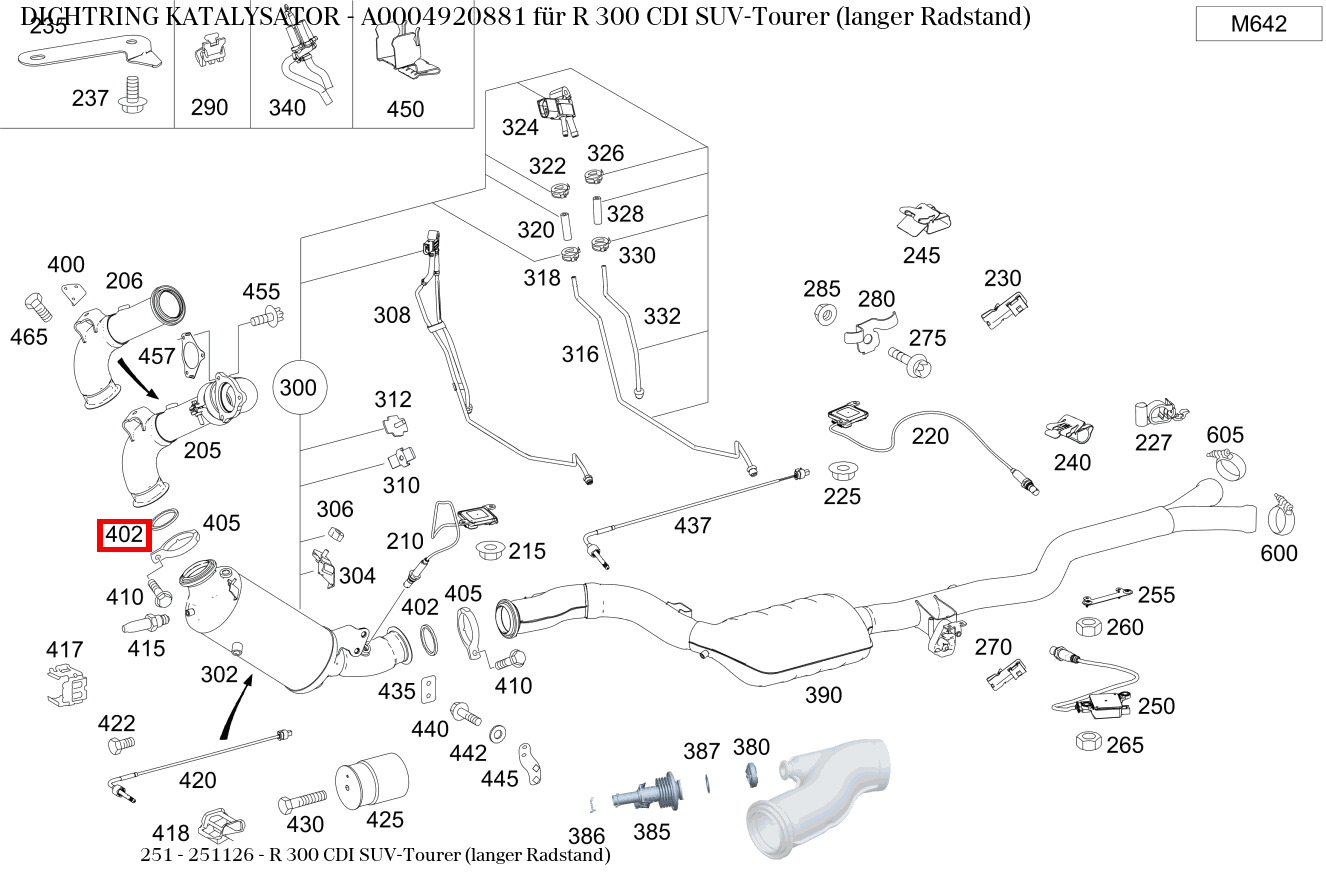 Dichtring KATALYSATOR R 300 CDI SUV-Tourer (langer Radstand) 251 Dichtring KATALYSATOR R 300 CDI SUV-Tourer (langer Radstand) 251