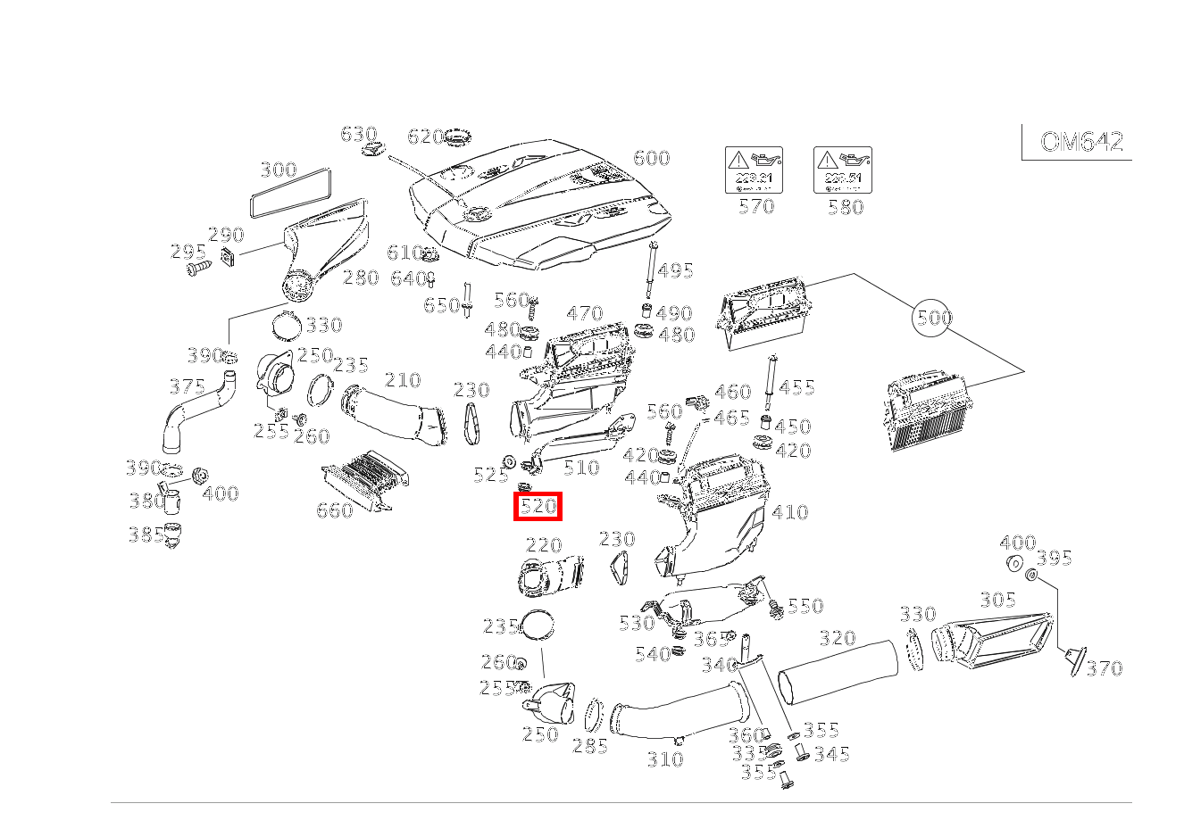 Elastomerlager LUFTFILTER,RECHTS C 204, E 213, GLC 253 und weitere 