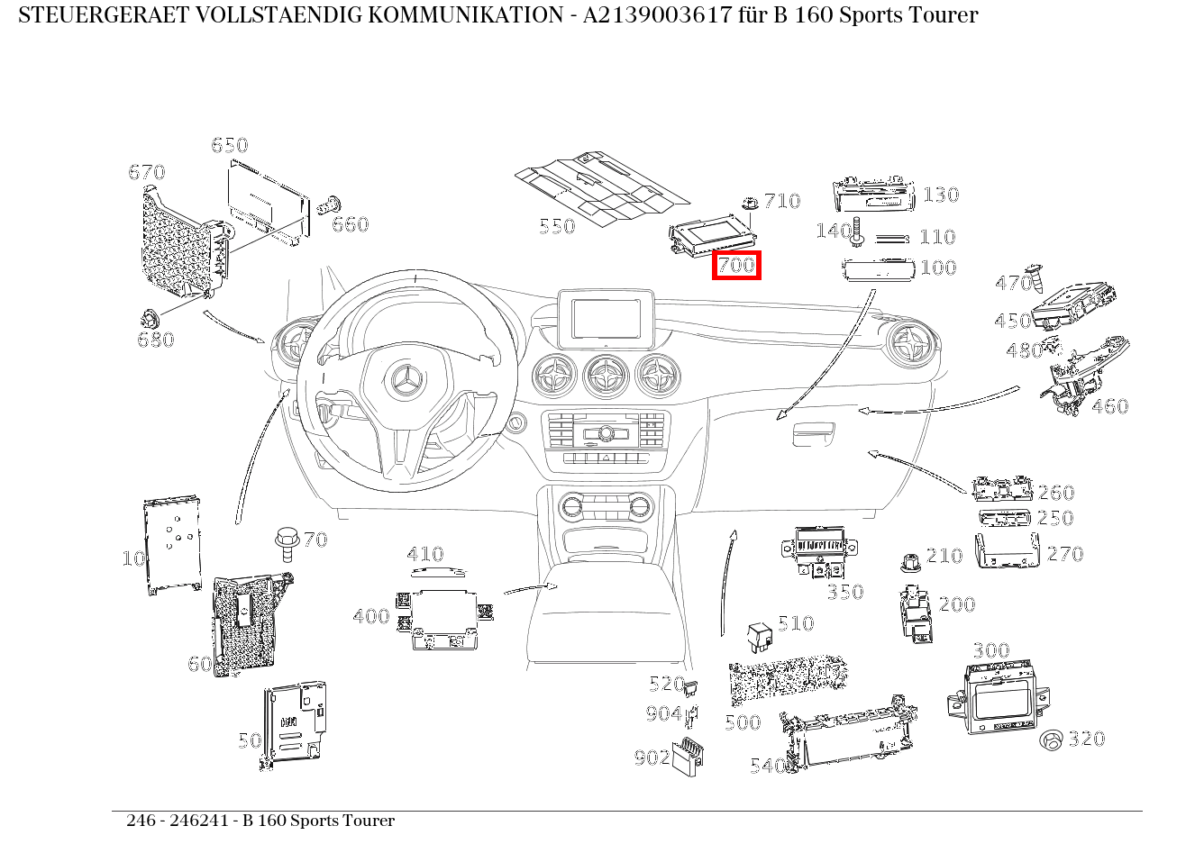 Steuergerät vollständig KOMMUNIKATION B 160 Sports Tourer 246 Steuergerät vollständig KOMMUNIKATION B 160 Sports Tourer 246