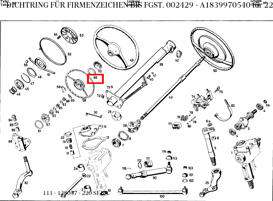 Dichtring FÜR FIRMENZEICHEN BIS FGST. 002429 220 SE b/C 111