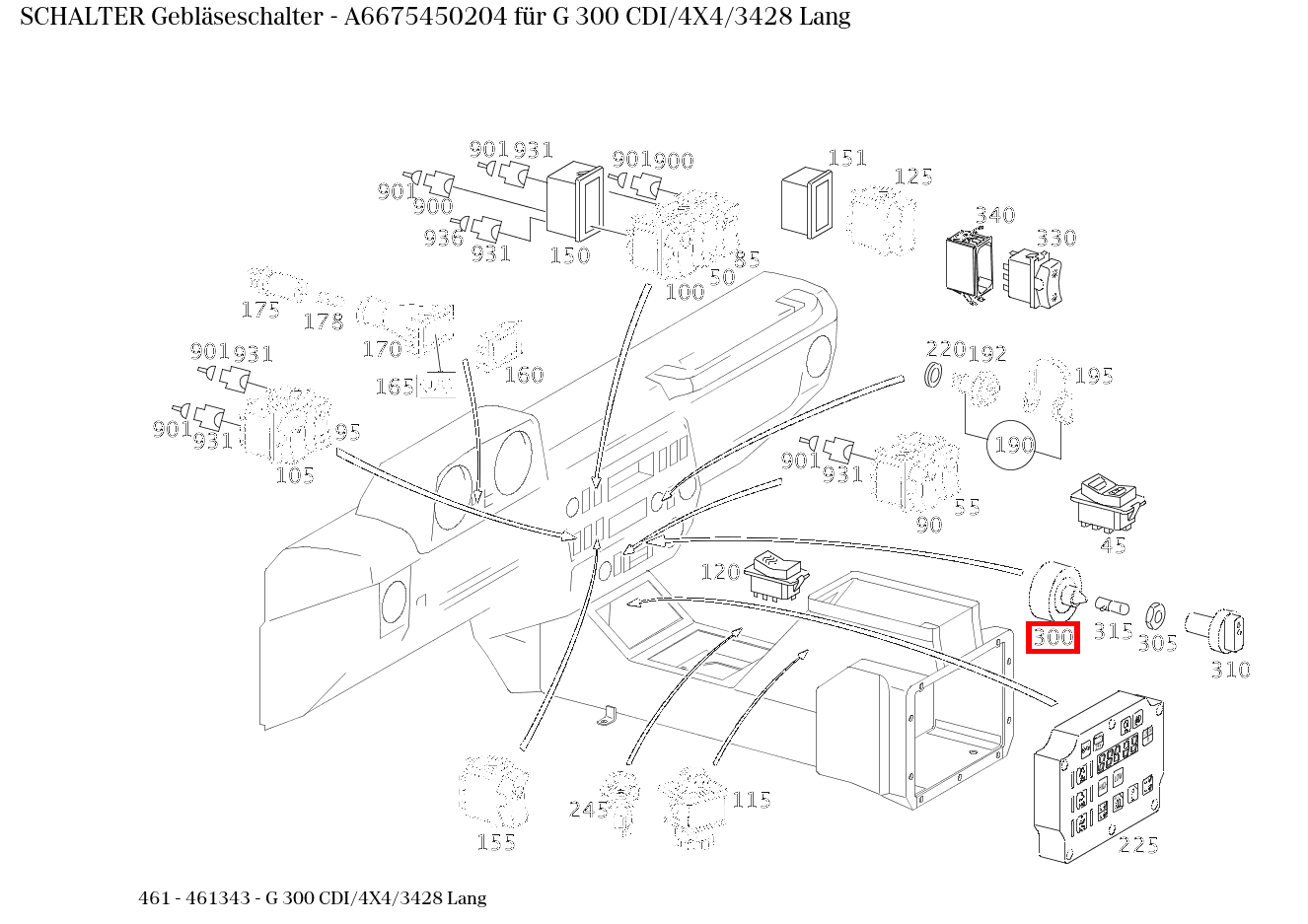 Schalter Gebläseschalter G 300 CDI/4X4/3428 Lang 461