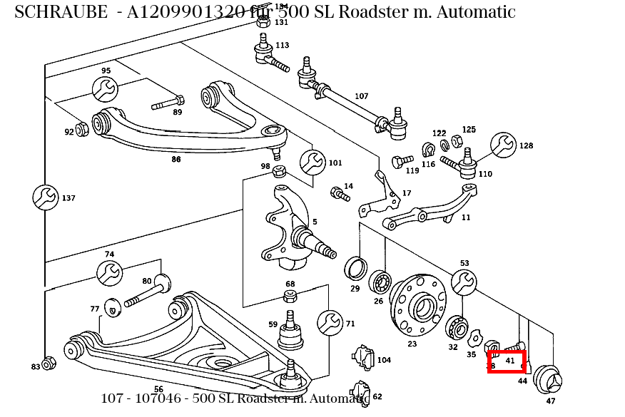 Schraube 500 SL Roadster m. Automatic 107 Schraube 500 SL Roadster m. Automatic 107