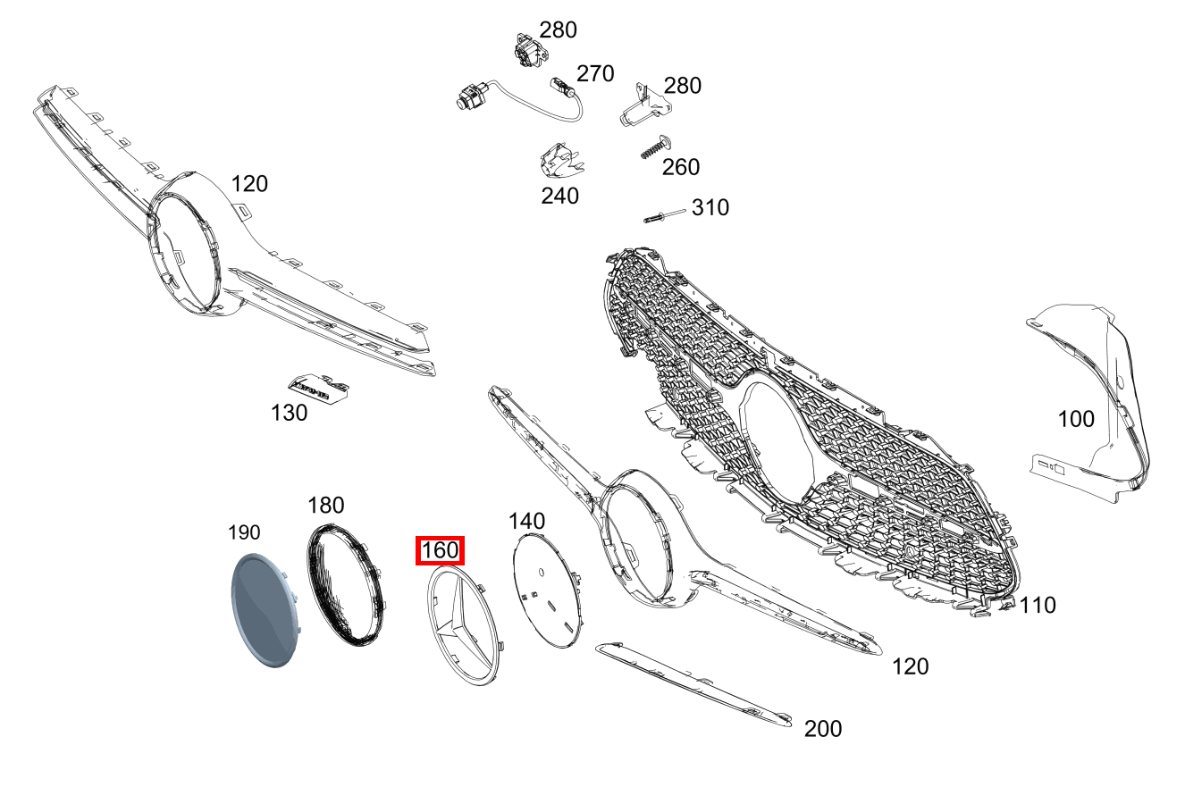 Mercedes-Stern Kühlerverkleidung CLS 400 d 4MATIC Coupé 257 Mercedes-Stern Kühlerverkleidung CLS 400 d 4MATIC Coupé 257