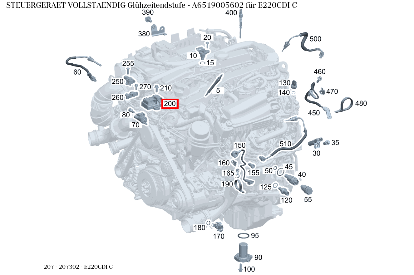 Steuergerät vollständig Glühzeitendstufe E220CDI C 207