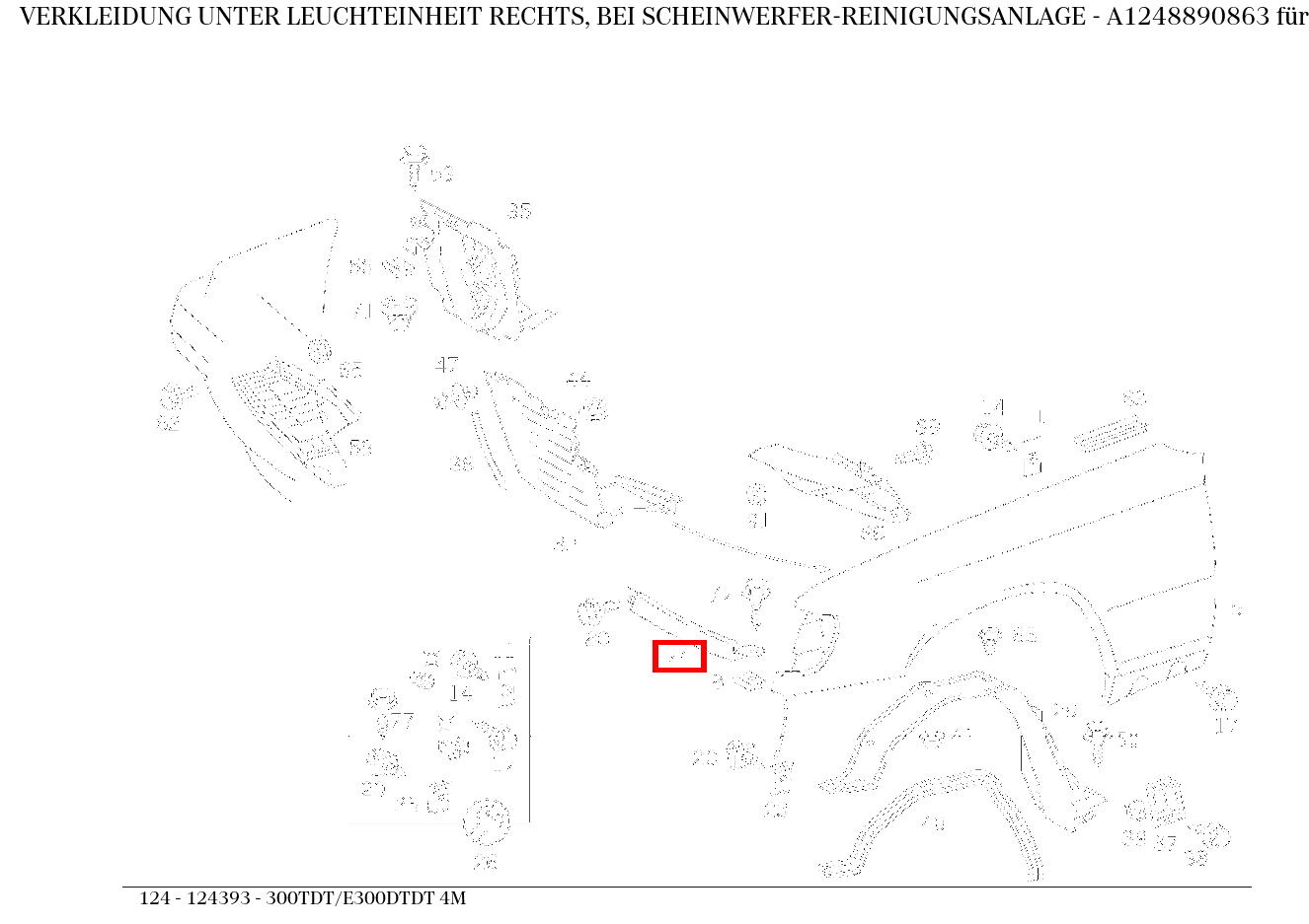 Verkleidung UNTER LEUCHTEINHEIT RECHTS, BEI SCHEINWERFER-REINIGUNGSANLAGE 300TDT/E300DTDT 4M 124
