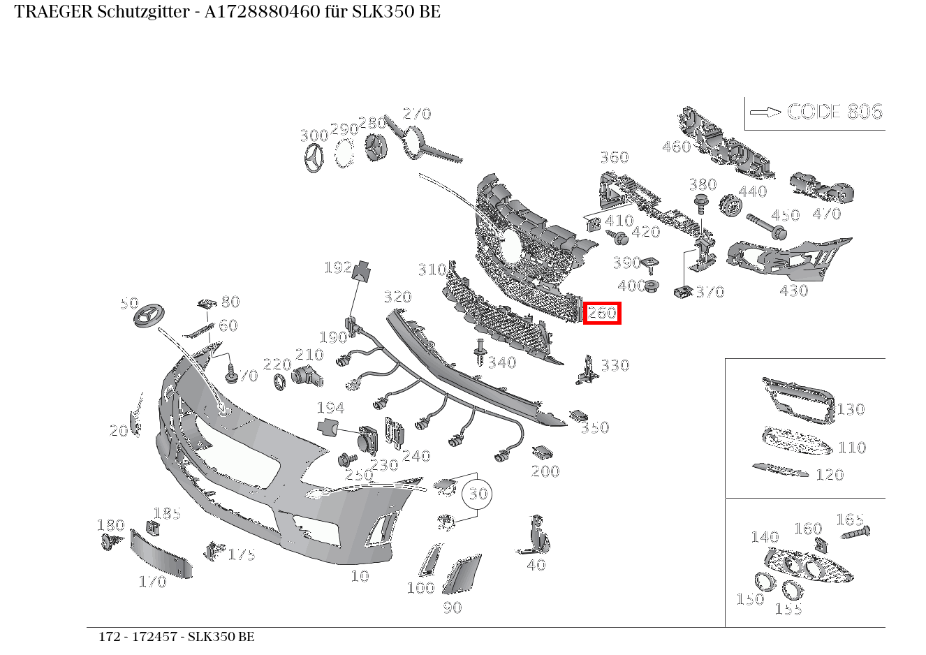 Träger Schutzgitter SLK350 BE 172