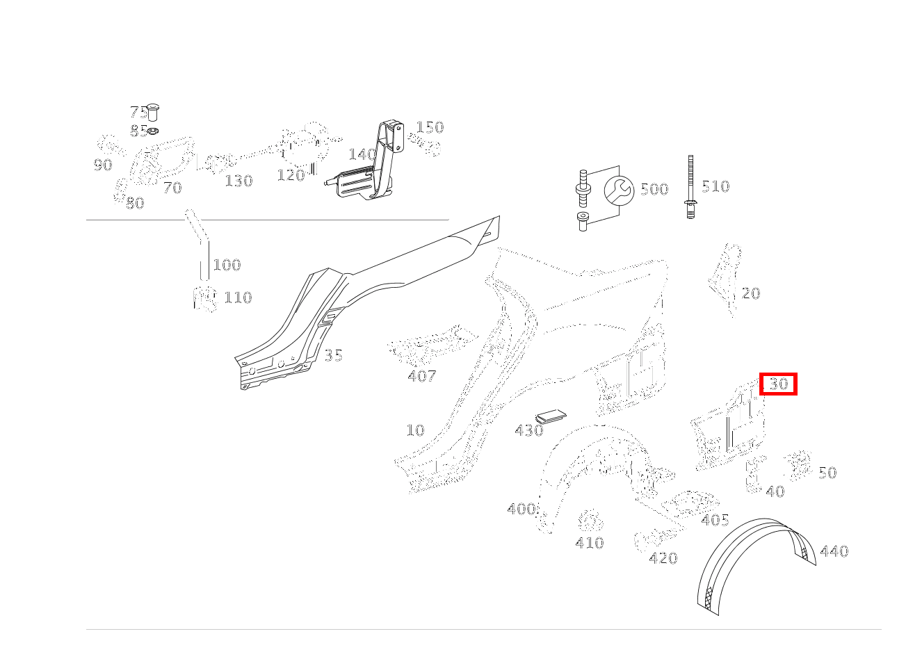 Boden KOTFLUEGEL HINTEN LINKS C 280 4MATIC Limousine 203 Boden KOTFLUEGEL HINTEN LINKS C 280 4MATIC Limousine 203