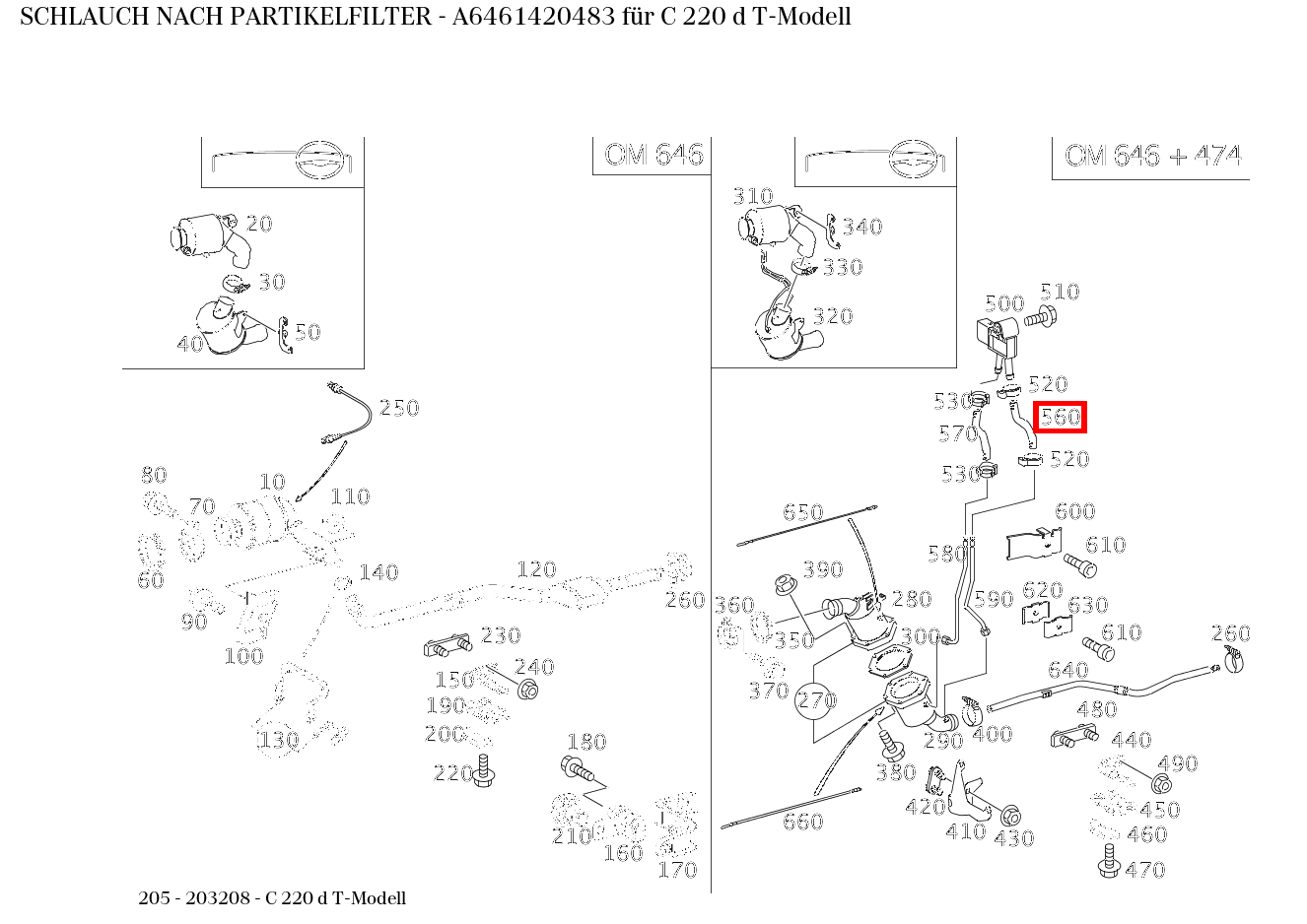 Schlauch NACH PARTIKELFILTER C 220 d T-Modell 205 Schlauch NACH PARTIKELFILTER C 220 d T-Modell 205