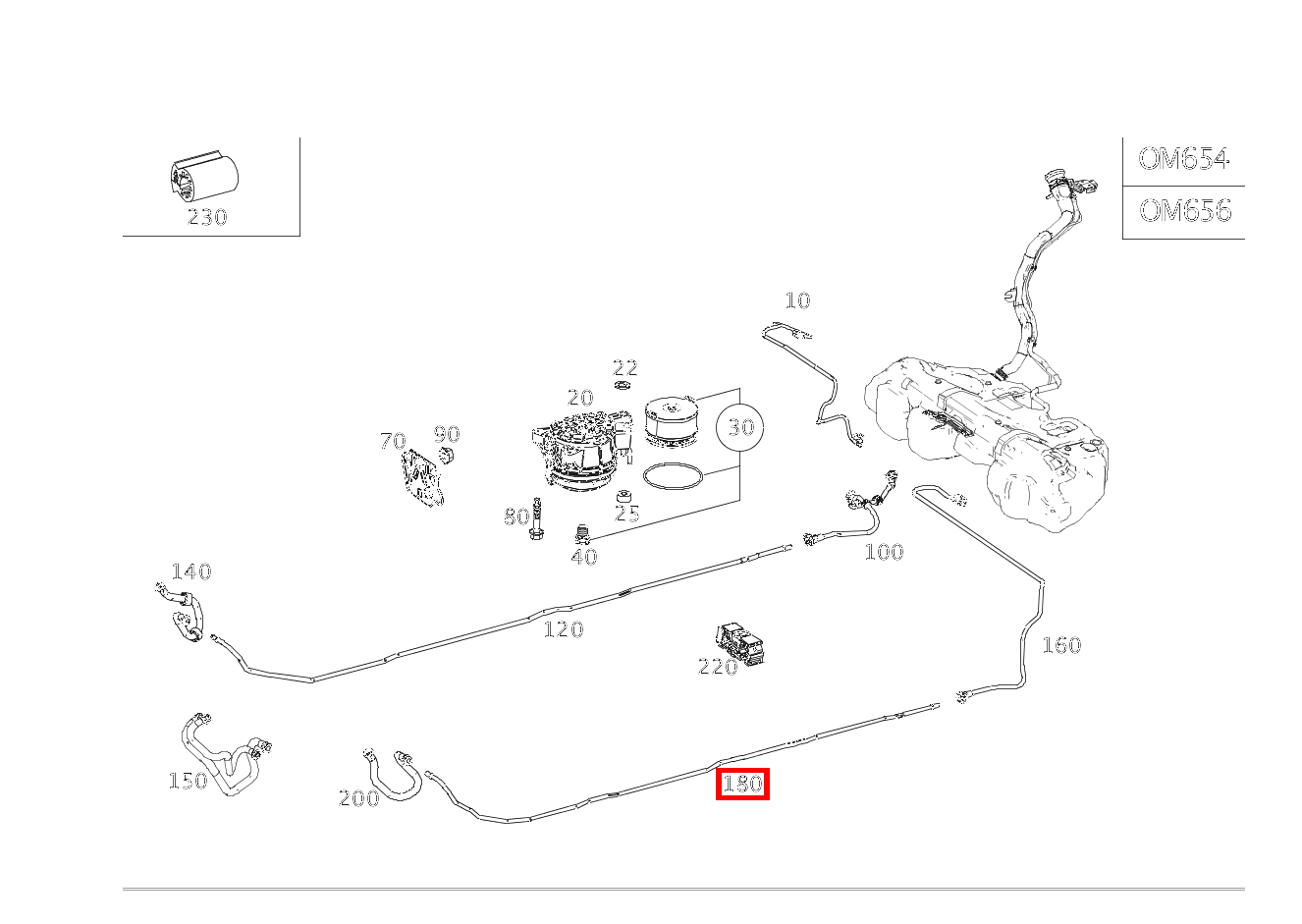 Kraftstoff-Rücklaufleitung RUECKLAUF E 400 d 4MATIC Cabriolet 238