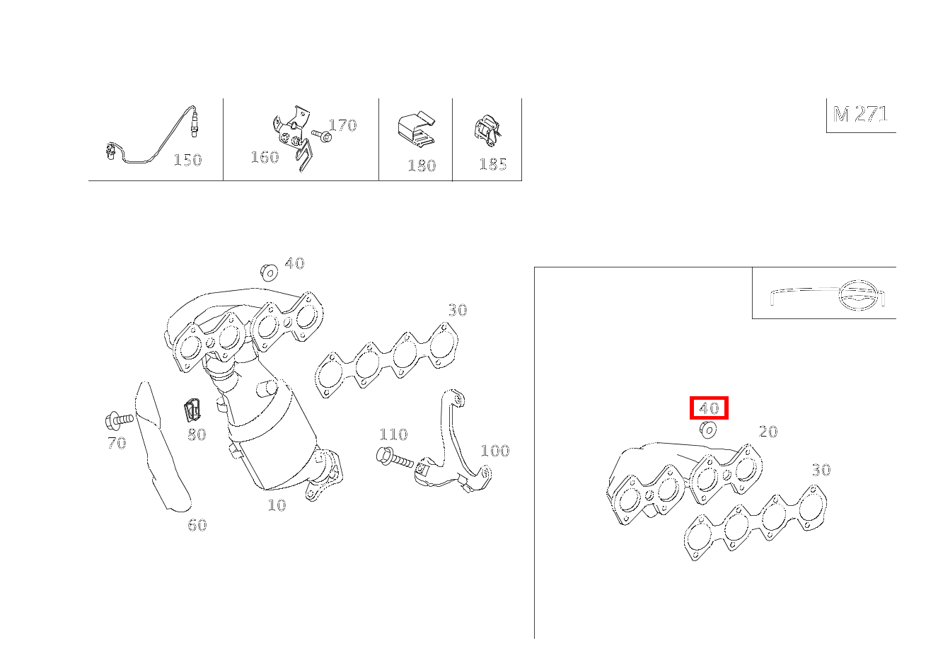 Sechskantmutter AUSPUFFKRUEMMER AN ZYLINDERKOPF C 180 TK 204 Sechskantmutter AUSPUFFKRUEMMER AN ZYLINDERKOPF C 180 TK 204