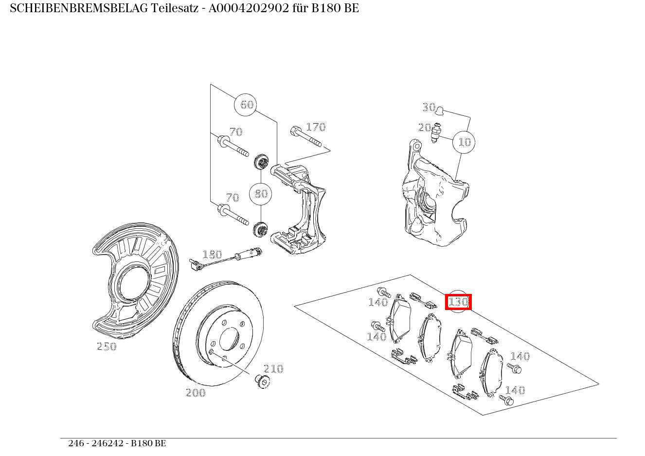 Scheibenbremsbelag Teilesatz B180 BE 246 Scheibenbremsbelag Teilesatz B180 BE 246
