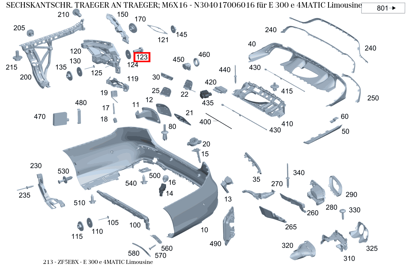 Sechskantschraube TRAEGER AN TRAEGER; M6X16 E 300 e 4MATIC Limousine 213