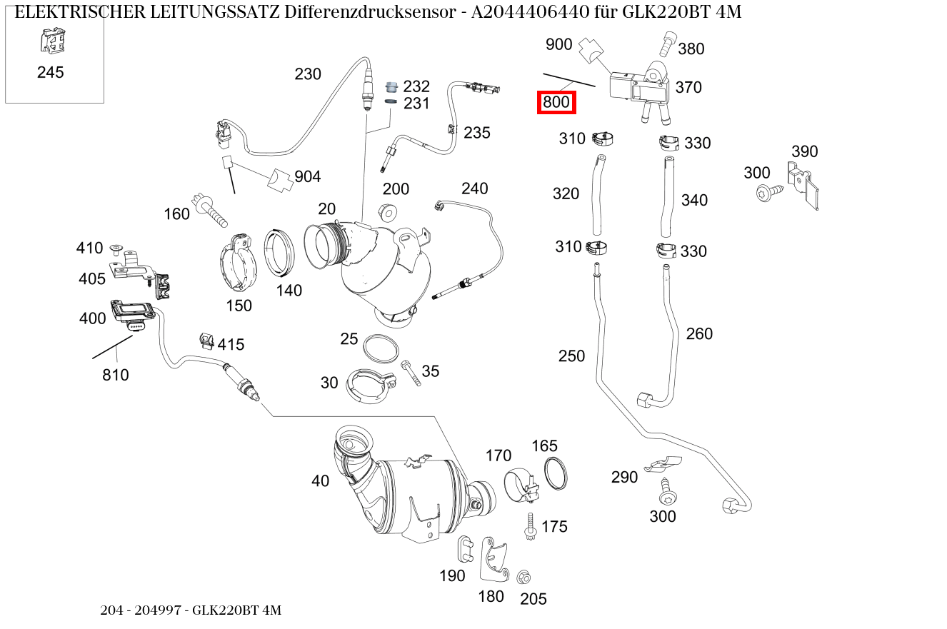 Elektrischer Leitungssatz Differenzdrucksensor GLK220BT 4M 204