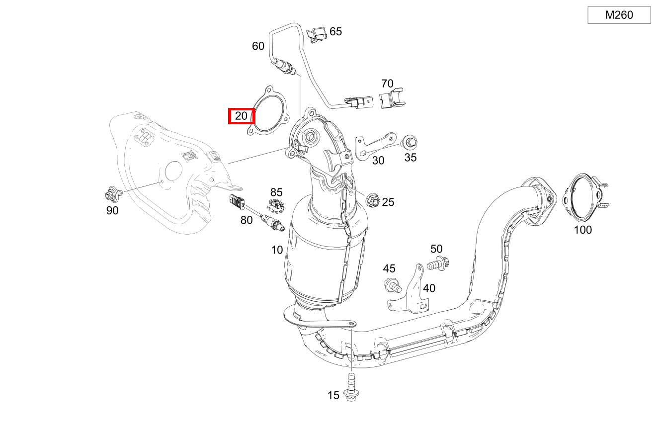 Flanschdichtung Zwischen Abgasturbolader und Abgasleitung Mercedes-AMG CLA 35 4MATIC Shooting Brake 118
