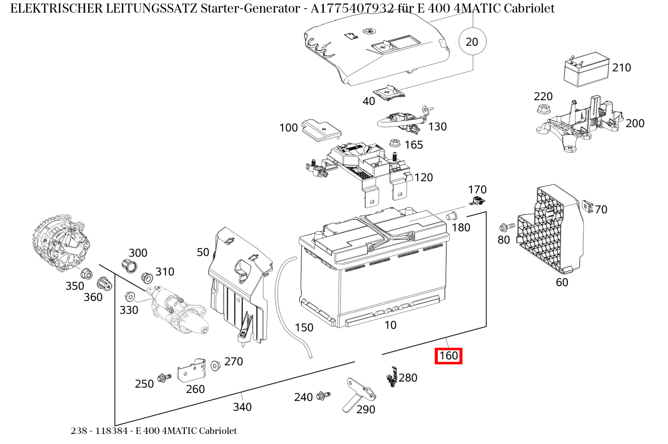 Elektrischer Leitungssatz Starter-Generator E 400 4MATIC Cabriolet 238 Elektrischer Leitungssatz Starter-Generator E 400 4MATIC Cabriolet 238