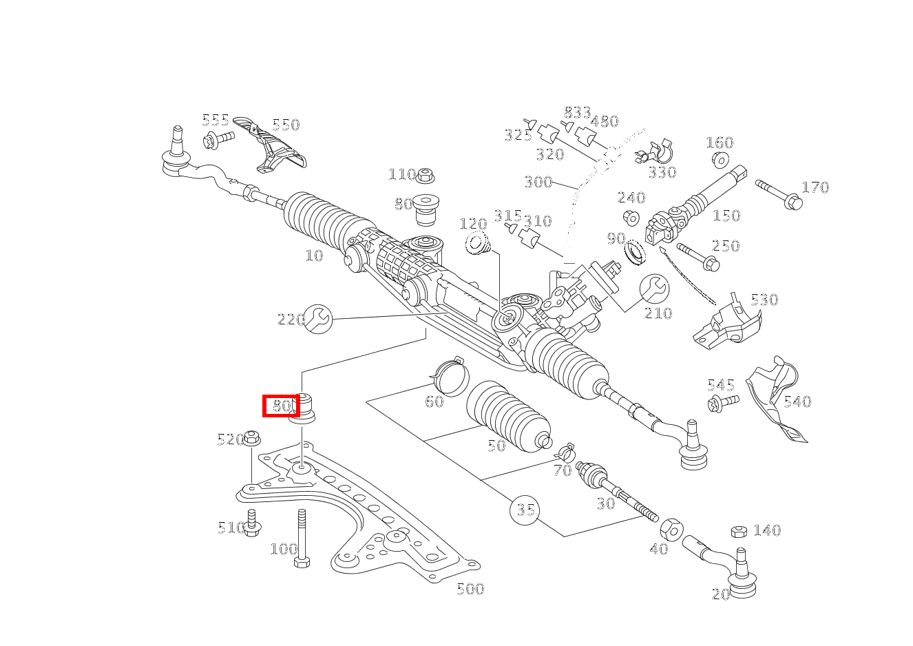 Gummilager ZAHNSTANGENLENKUNG E 220 CDI T-Modell 212