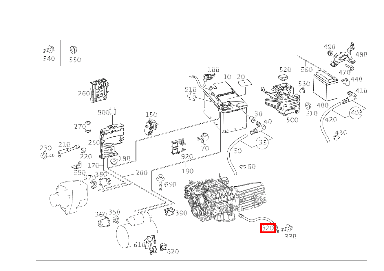 Masseleitung Motor zur Karosserie E200CGI BE CA 207