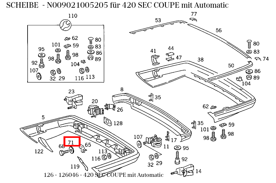 Scheibe 420 SEC COUPE mit Automatic 126 Scheibe 420 SEC COUPE mit Automatic 126