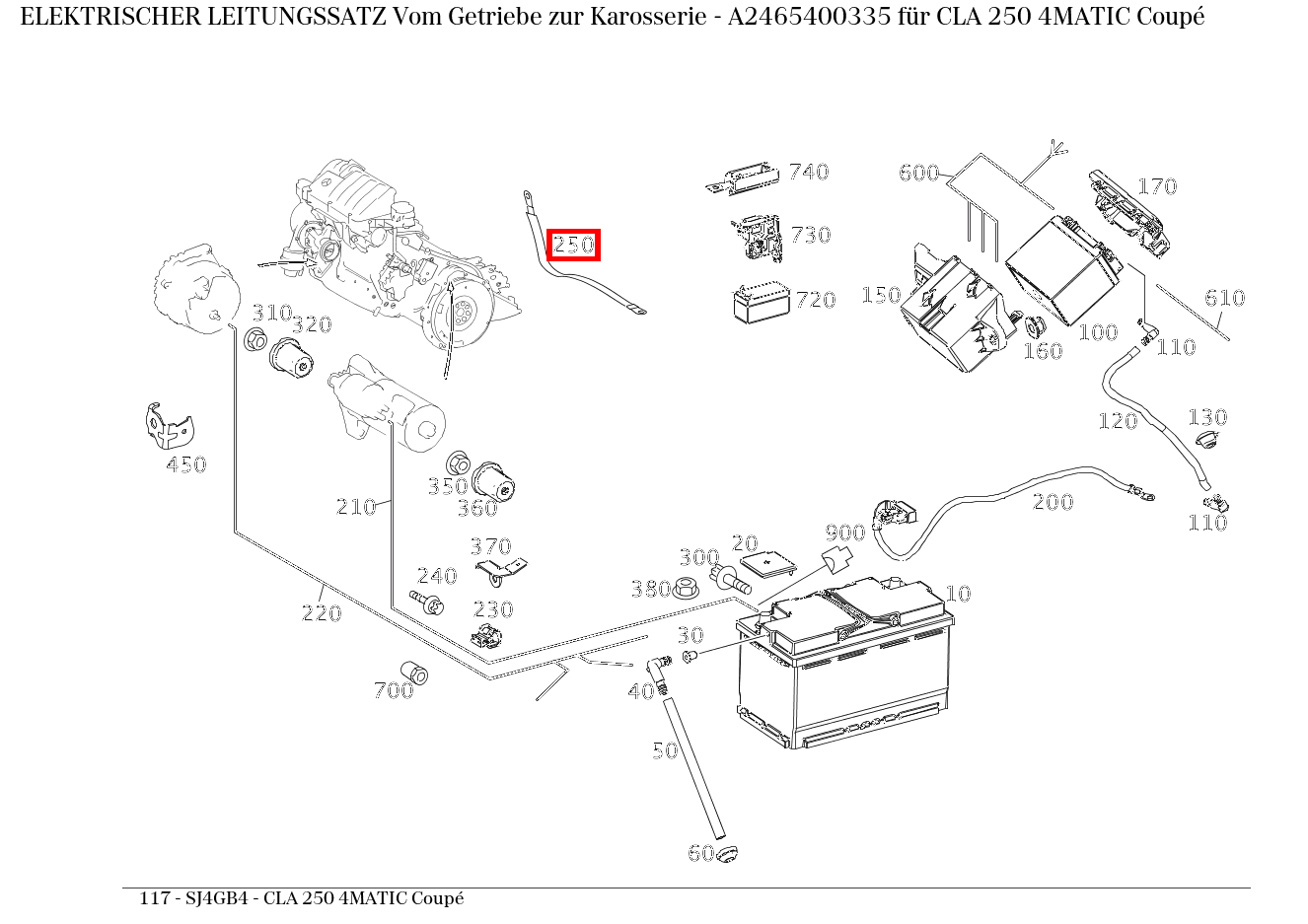 Elektrischer Leitungssatz Vom Getriebe zur Karosserie CLA 250 4MATIC Coupé 117