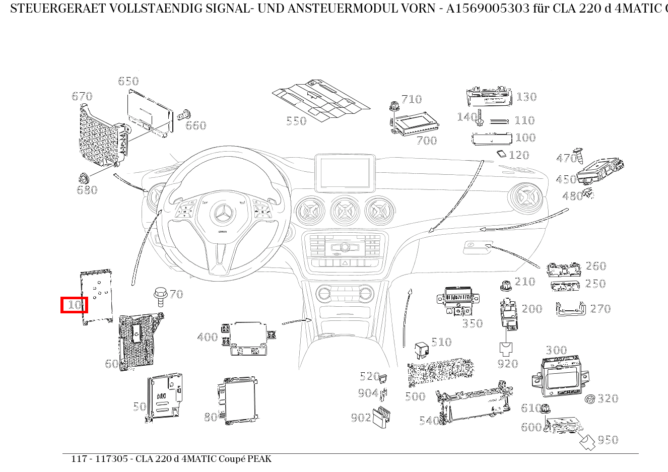 Steuergerät vollständig SIGNAL- UND ANSTEUERMODUL VORN CLA 220 d 4MATIC Coupé PEAK 117