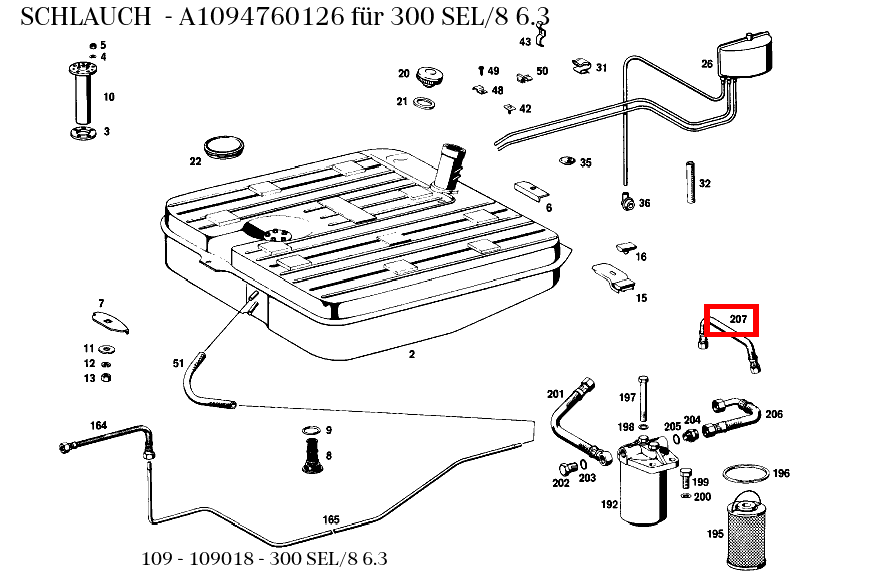 Schlauch 300 SEL/8 6.3 109 Schlauch 300 SEL/8 6.3 109