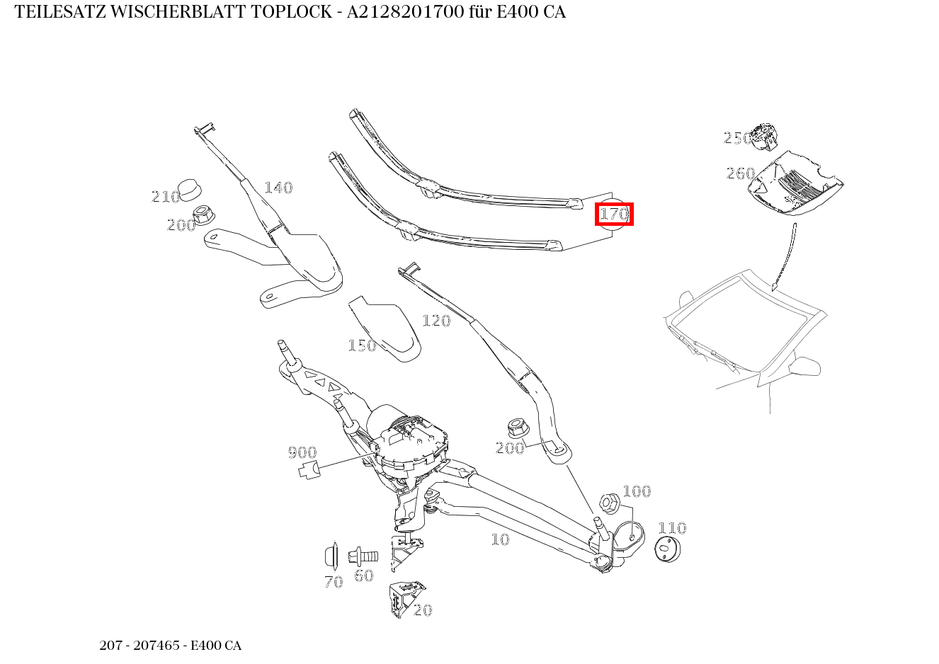 Teilesatz Wischerblatt TOPLOCK E400 CA 207