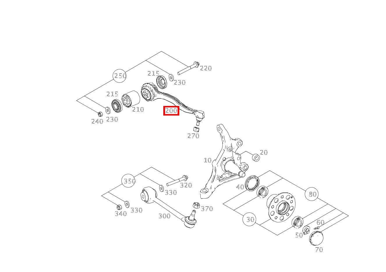Zugstrebe Rechts mit Lager C 180 KOMPRESSOR T-Modell BlueEFFICIENCY 240