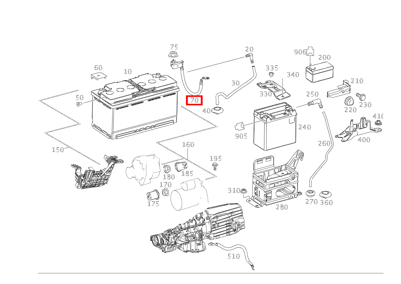 MASSELEITUNG MIT SENSOR BORDNETZBATTERIE GLS 500 4MATIC 166