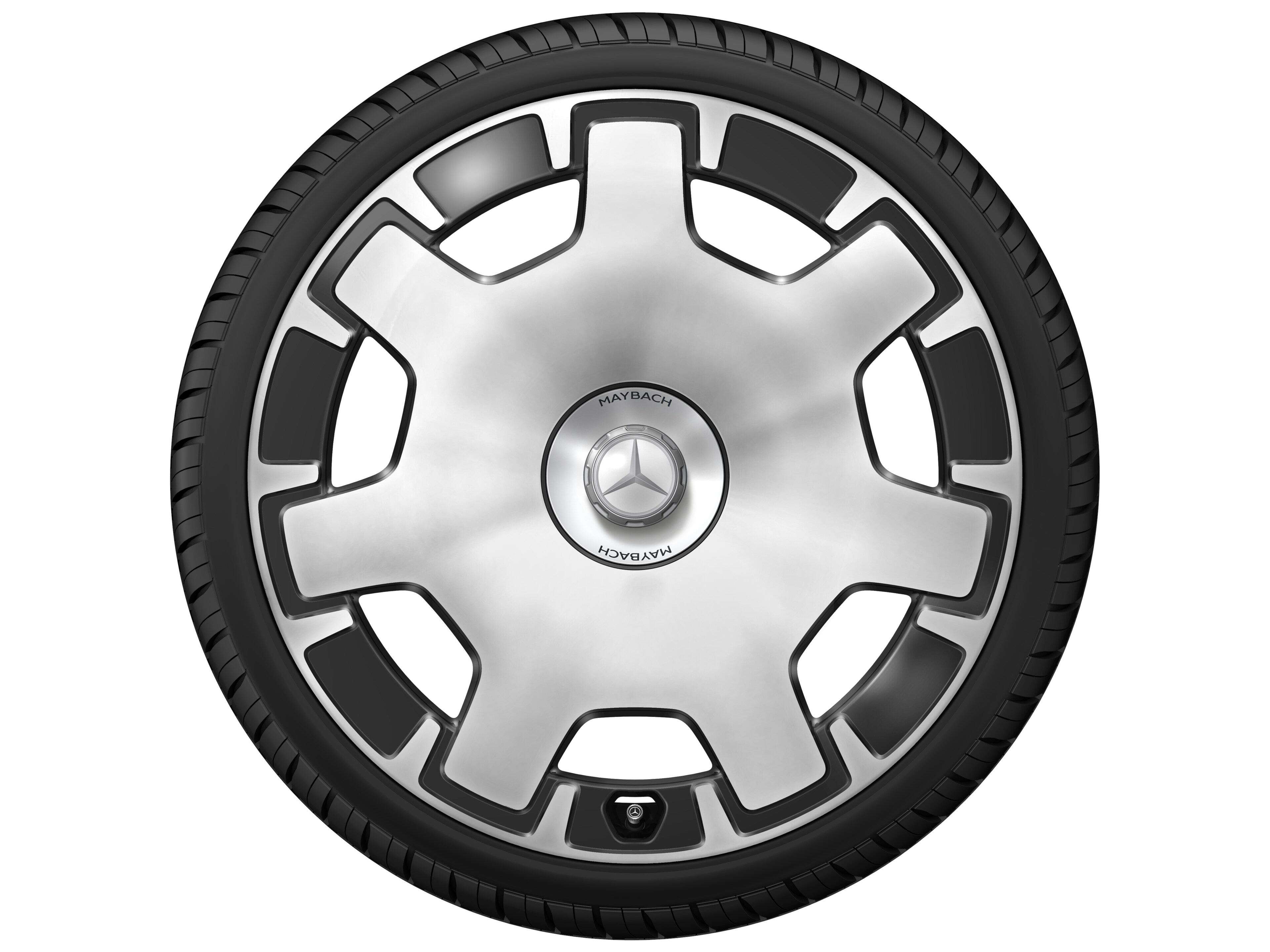 7-Loch-Rad, 22 Zoll, 9,5 J x 22 ET 27,5, schwarz, glanzgedreht