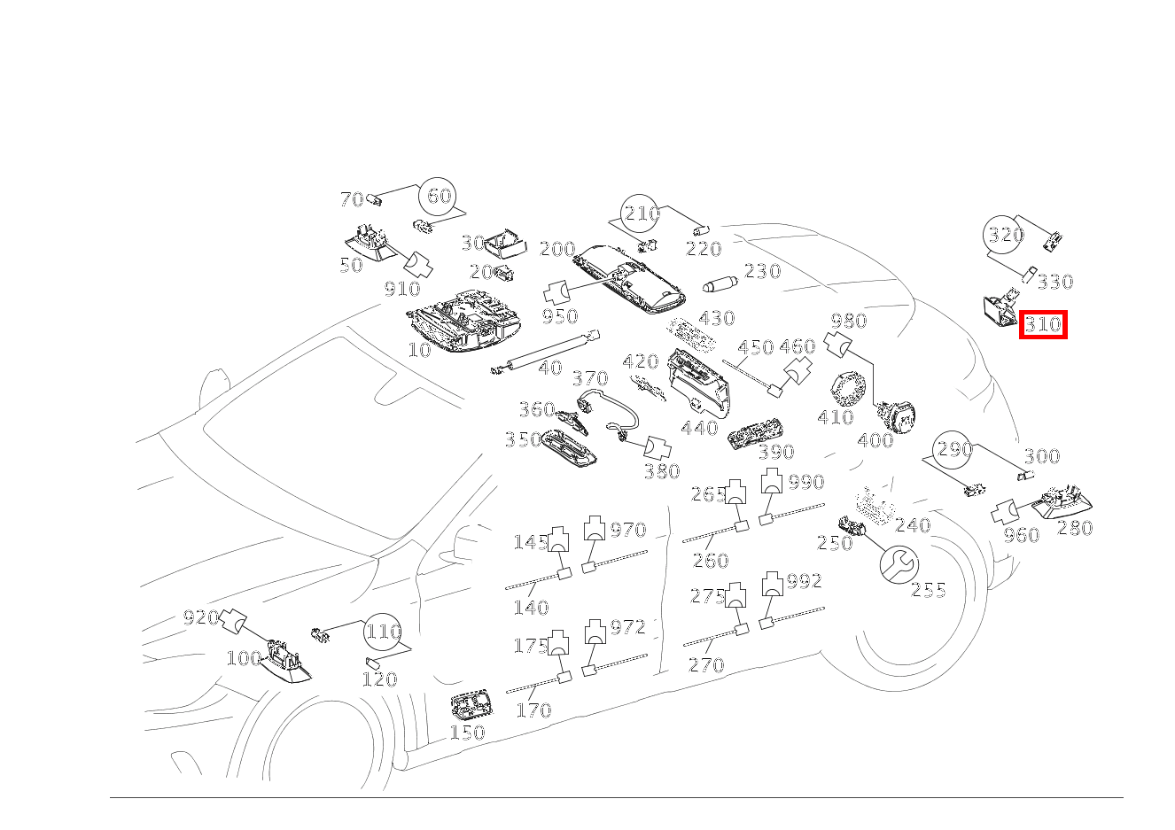 Innenleuchte In Rückwandtür Mercedes-AMG GLA 45 4MATIC Sport Utility Vehicle 156