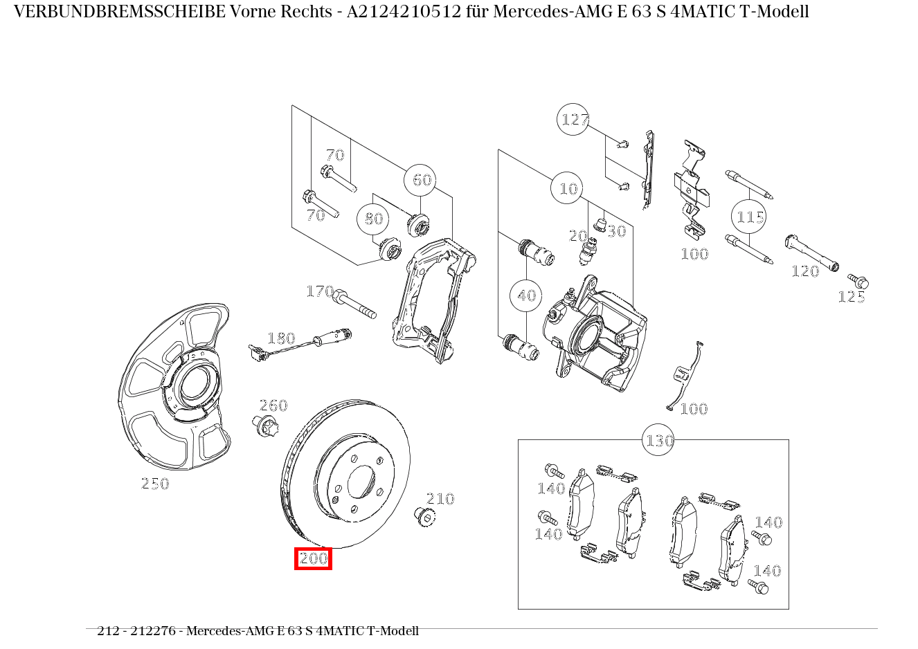 Verbundbremsscheibe Vorne Rechts Mercedes-AMG E 63 S 4MATIC T-Modell 212