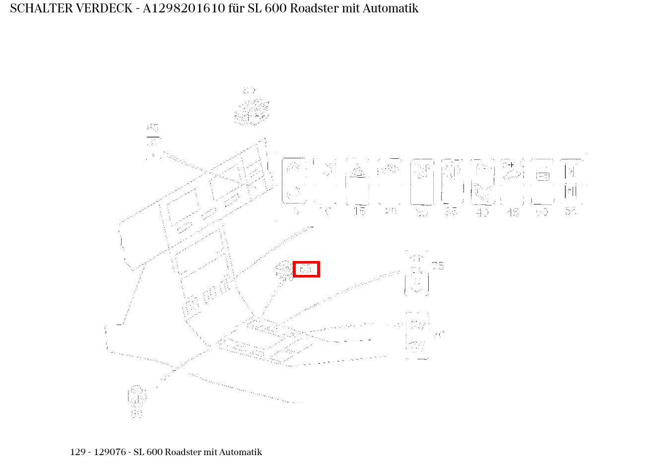 Schalter VERDECK SL 600 Roadster mit Automatik 129 Schalter VERDECK SL 600 Roadster mit Automatik 129