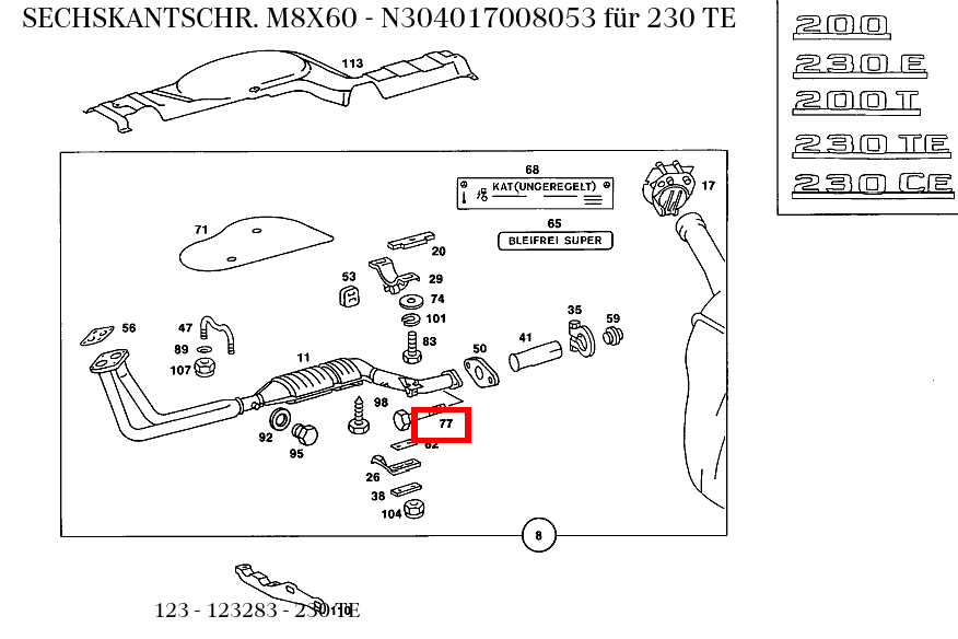 Sechskantschraube M8X60 230 TE 123 Sechskantschraube M8X60 230 TE 123