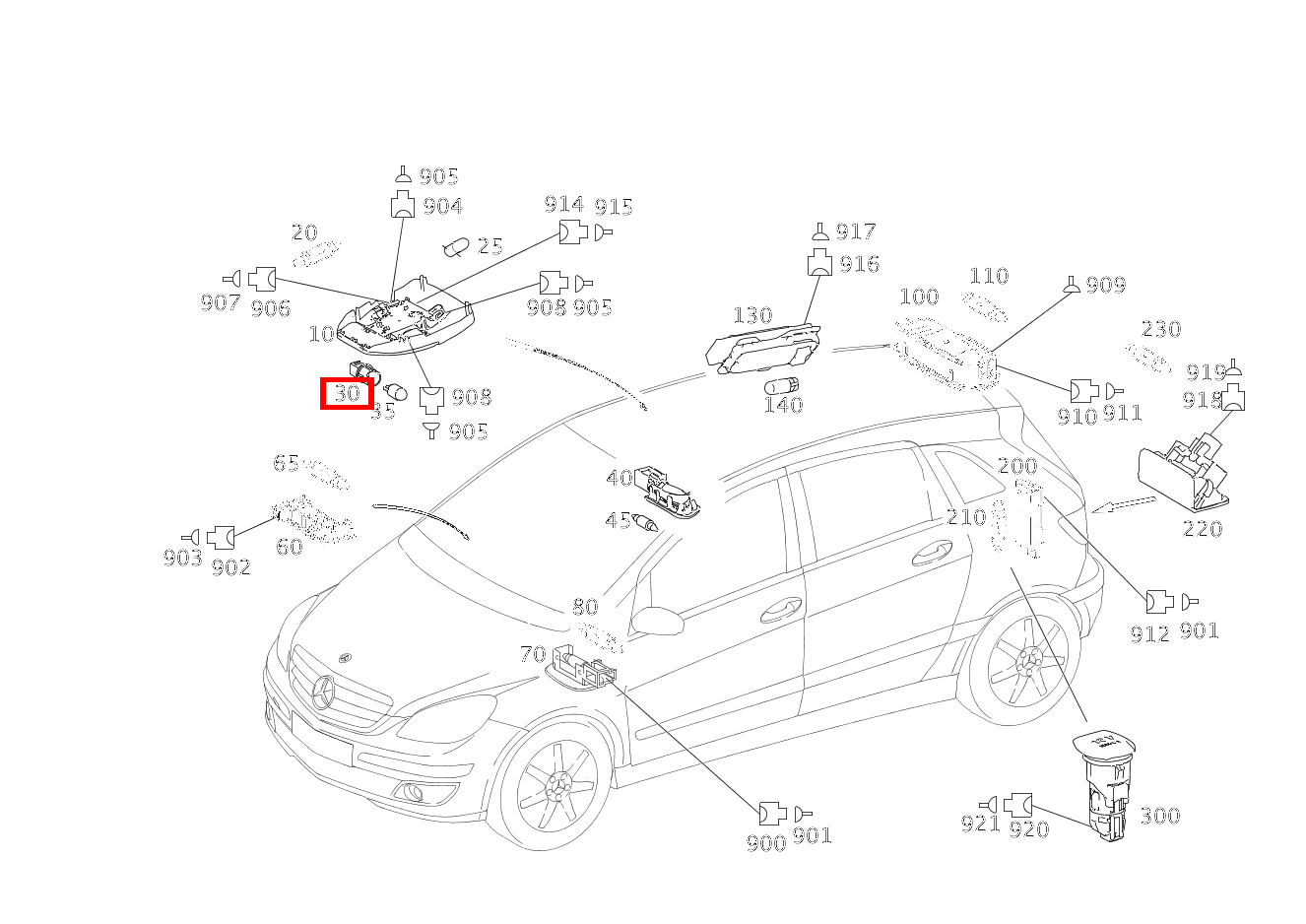 Lampenfassung INNENLEUCHTE; 12V-5W B 200 Turbo Sports Tourer 245 Lampenfassung INNENLEUCHTE; 12V-5W B 200 Turbo Sports Tourer 245