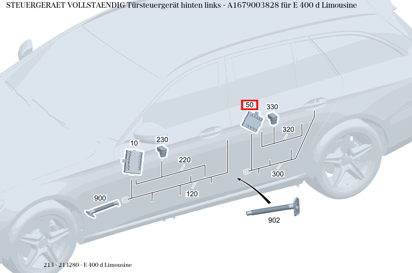 Steuergerät vollständig Türsteuergerät hinten links E 400 d Limousine 213