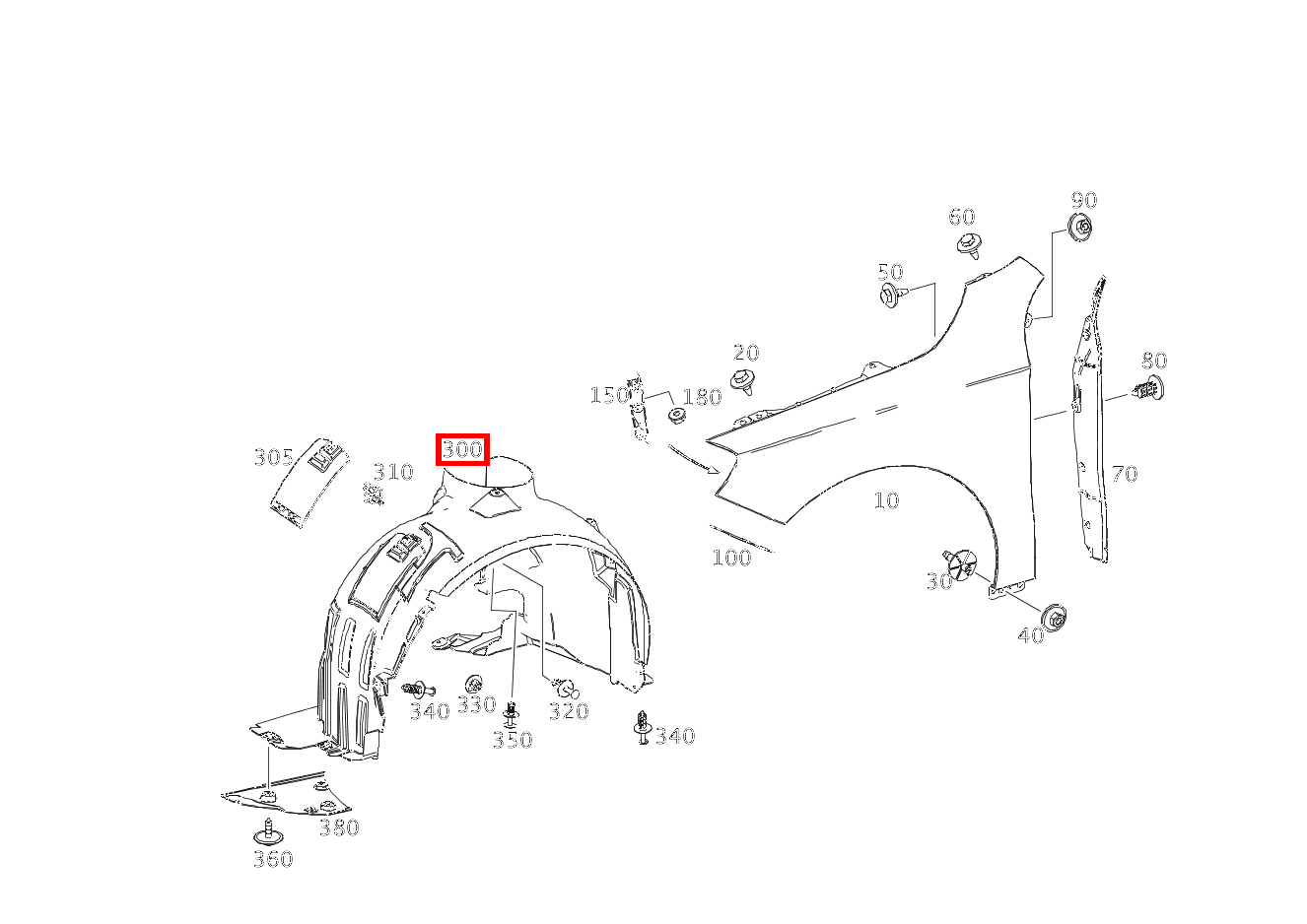 RADLAUFABDECKUNG VORN LINKS A 45 AMG 4MATIC 176