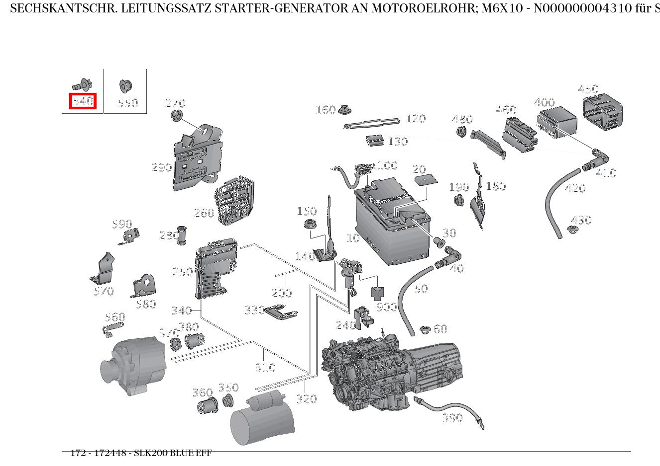 Sechskantschraube LEITUNGSSATZ STARTER-GENERATOR AN MOTOROELROHR; M6X10 SLK200 BLUE EFF 172 Sechskantschraube LEITUNGSSATZ STARTER-GENERATOR AN MOTOROELROHR; M6X10 SLK200 BLUE EFF 172