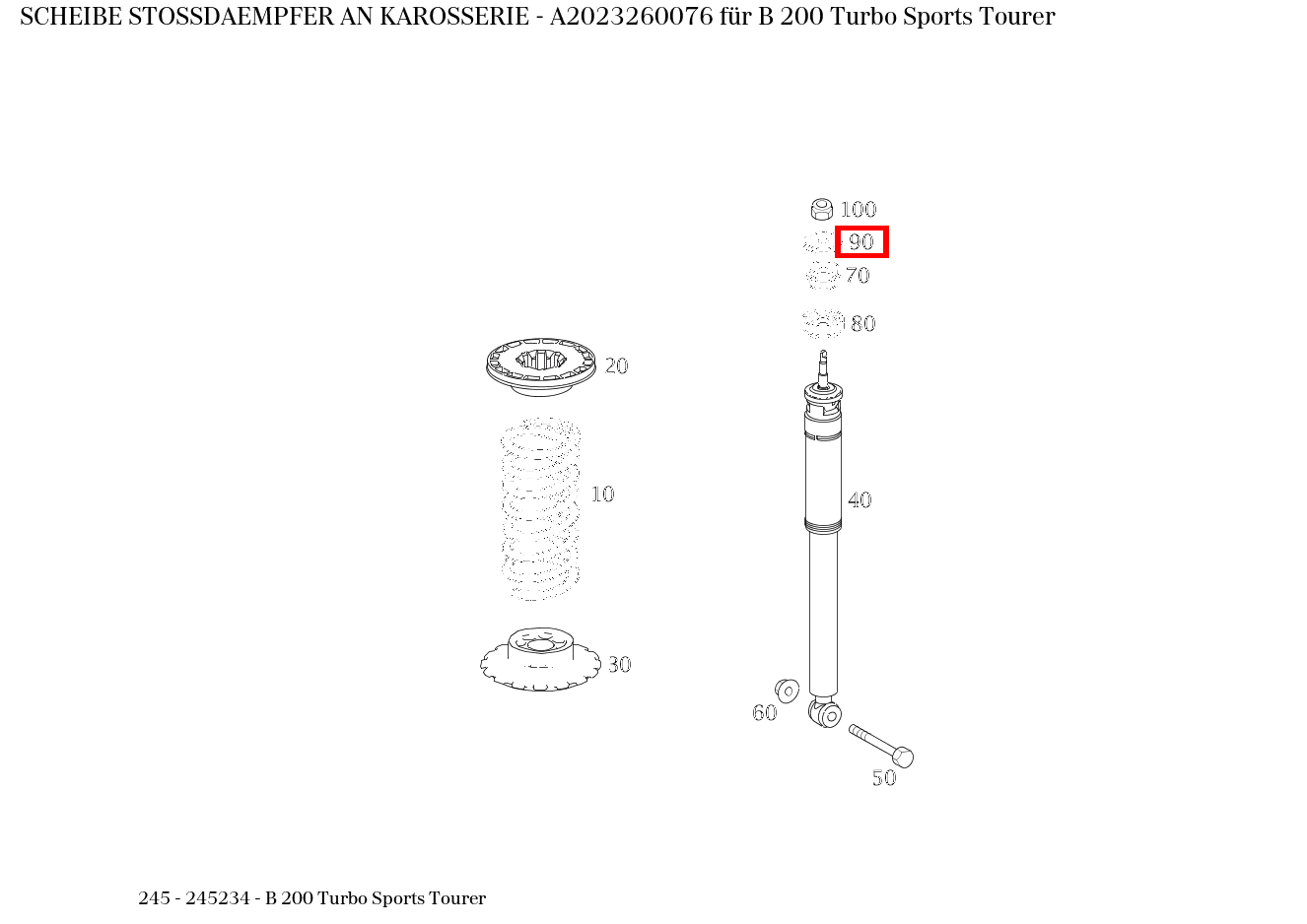 Scheibe STOSSDAEMPFER AN KAROSSERIE B 200 Turbo Sports Tourer 245