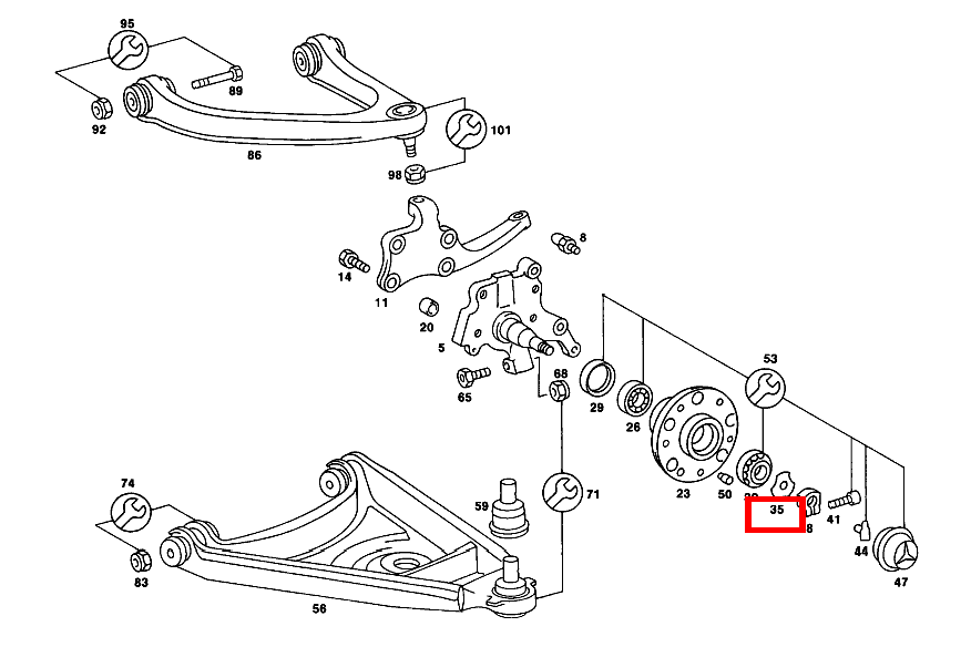 Scheibe VORDERRADNABE AN ACHSSCHENKEL 560 SL 107